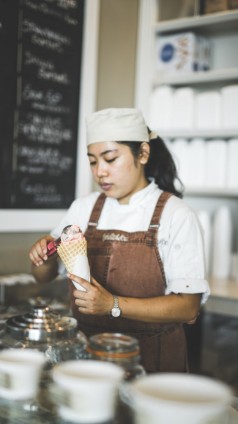  Gelato Employee with Ice cream Cone 